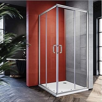 Corner Shower Door 36 in. D. x 36 in. W. x 72 in. H. with 1/4 in. Clear Glass, Sliding Shower Enclosure in Brushed Nickel, Double Sliding Shower Door, Shower Base Not Included