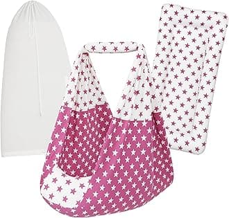 Baby Swing Cradle Set | (3 in 1) Hanging Cradle Cotton Cloth, Removable Pad, and Mosquito Net | CRA-Dark Pink Star