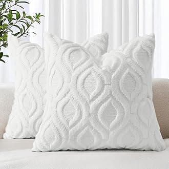 decorUhome Throw Pillow Covers 26x26 Inch Set of 2, Soft Plush Faux Wool Cream Beige Solid Couch Pillow Covers, Accent Farmhouse Neutral Square Pillow Cases for Sofa Bed Living Room Home Decor