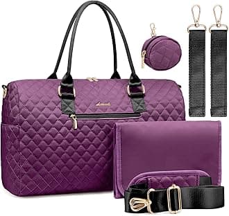 LOVEVOOK Diaper Bag Tote with Pacifier Case and Changing Pad, Large Capacity Mommy Bag for Hospital and Weekender Travel, Functional Baby Bag Newborn Baby Essential, Purple