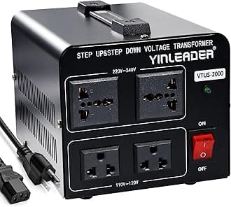 2000W Voltage Converter Transformer(110V to 220V OR 220V to 110V) 2000 Watt Step Up/Down Converter 110/120 Volt - 220/240 Volt w/US Power Cord,Circuit Breaker Protection (VTUS-2000)