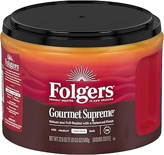 Folgers Gourmet Supreme Medium-Dark Roast Ground Coffee, 22.6 Ounce Canister