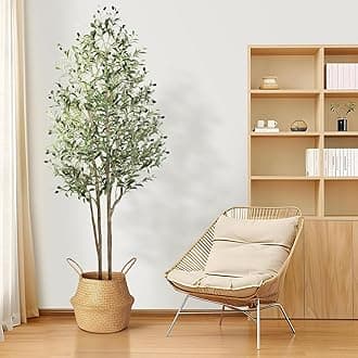Alupssuc Olive Trees Artificial Indoor, 6FT Tall Faux Olive Tree, Artificial Plants with Natural Wood Trunk and Lifelike Fruits for Home Office Decor