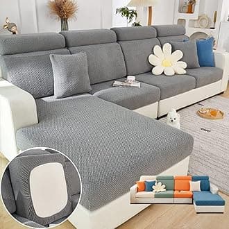 Soothing Home Sofa Covers, Sofa Hero Covers, Wear-Resistant Universal Couch Covers Washable Stretch Sectional Couch Cushion Covers (Grey,Back Cover L)