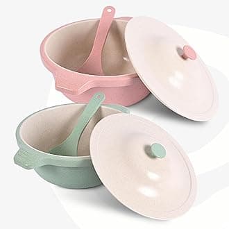 EhaEarth Friendly Serving Bowls with Lid | Microwave Safe | Made with Rice Husk and Bamboo Fibers | 2500 ml Each | Set of 2 | Innocent-Celeste