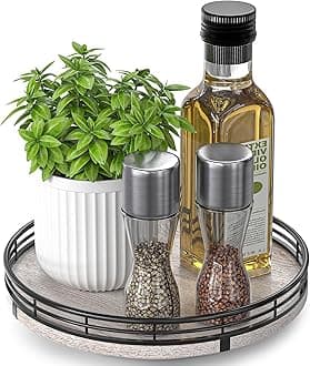 9" oak Wood lazy Susan Organizer