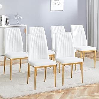 Modern Metal Dining Chairs Set of 6 with Pu Leather and Chrome Leg High Back,Sillas para Comedor Set De 6 for Dining Room,Kitchen,Living Room(WHG-6)