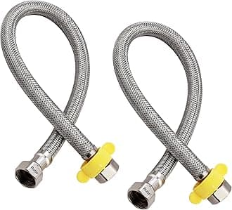 - Ruhe® Connection Pipe | 304 Grade Stainless Steel Connection Pipe | Silver | Hose Pipe Suitable for Hot & Cold Mixer Faucets For Basins and Sinks, Geysers, and Flush Tanks | 24 Inches (Set Of 2)