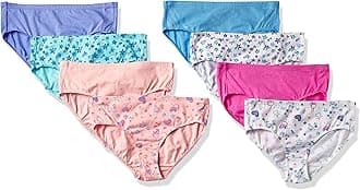 girls Hanes Ultimate Girls' Underwear, Pure Comfort Organic 100% Cotton Panties, Briefs & Hipsters, 8-pack