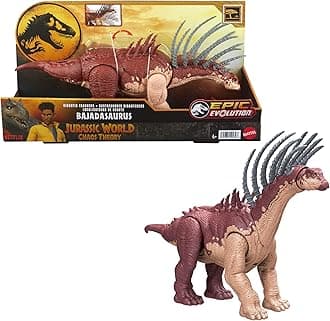Jurassic World Mattel Gigantic Trackers Bajadasaurus Action Figure Dinosaur Toy with Rampage Neck Attack, Evolution Spikes, Tail Whip, Digital Play
