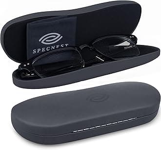 Eye Glass Case - Thin and Slim Hard Shell Glasses Case for Eyeglasses - Stainless Steel Shell with Vegan Leather for a Modern Professional Look - Hard Glasses Case