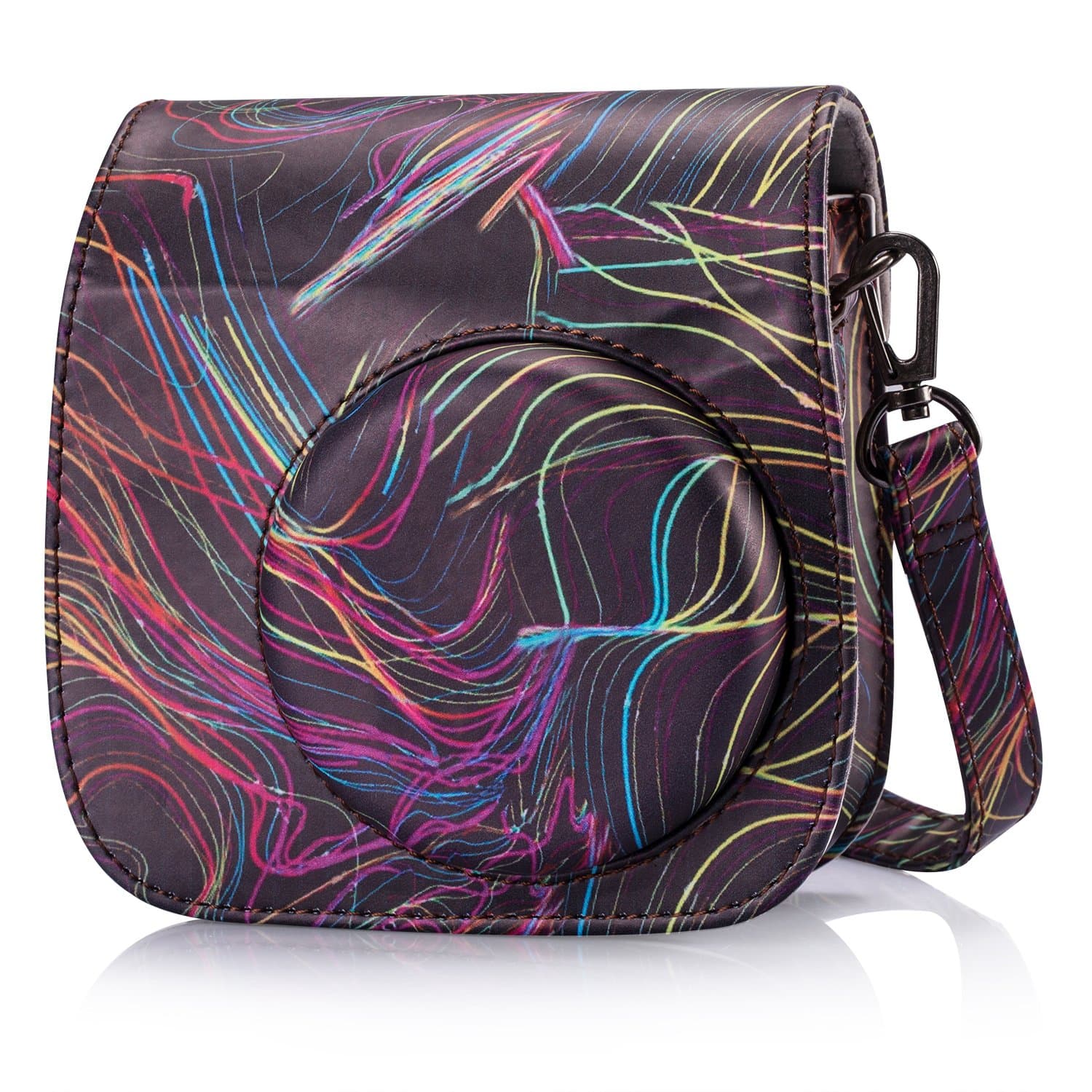 Phetium Instant Camera Protective Case Compatible with Instax Mini 9 Mini 8 Instant Film Camera, Soft PU Leather Bag with Pocket and Removable Shoulder Strap (Saddlebrown)