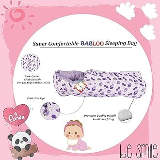 Babloo Baby Bed New Born Baby Bedding Set | Mosquito Net | Mattress | Carry Bag | Essentials Combo | Cotton | Infants | Boys & Girls (0-6 Months, Purple)