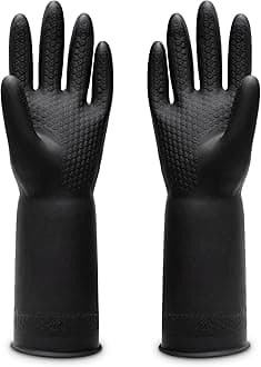 Chemical Resistant Latex Gloves,Cleaning Protective Safety Work Heavy Duty Rubber Gloves