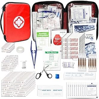 1st Aid Travel-First -Kit Car-Home 300PCS Survival-Kit Outdoor-Adventure - Small Portable Red Emergency Essential Sets Office Hiking Camping Business Public Must Have First Gear Equipment