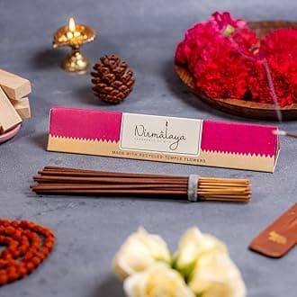 Nirmalaya Luxury Premium Rooh Rose Incense Sticks (Agarbatti) | 100% Natural and Charcoal Free | for Home Fragrance | Sacred and Natural Air Purifiers Organic Incense Sticks | Long Lasting Fragrance