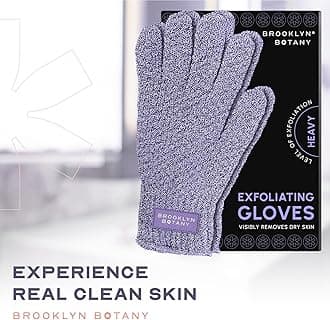 Brooklyn Botany Exfoliating Gloves for Bath and Shower – Heavy Duty Exfoliating Body Scrubber for Massage and Dead Skin Remover for Body – 2 Pairs