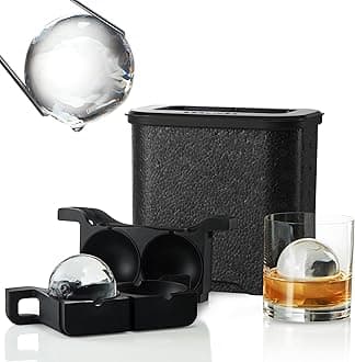 Berlinzo Clear Ice Ball Maker Mold - 2 Large 2.4-inch Crystal Clear Ice Balls for Whiskey Cocktail - New Easy-to-Remove Ice Sphere Mold, 2 Round Ice Spheres (Non-Electric)