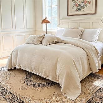 Simple&Opulence 100% Linen Duvet Cover Set 2pcs with Coconut Button Closure Natural French Washed Flax Solid Color Soft Breathable Farmhouse Bedding - Linen, Twin Size