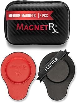 MagnetRX® Biomagnetic Magnet Kit – Imanes terapeuticos de neodimio para biomagnetismo – Dr Goiz Magnets for Bio Magnet Pair – Leather Coated Neodymium Biomagnetic Therapy Magnets (Medium | 2 Units)