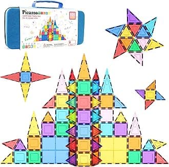 101pcs Magnetic Building Block Toy + Case Set Magnet Tile Construction Blocks for Ages 3 and Up Educational Kit Child Brain Development Learning Playset in Portable Travel Carry Bin