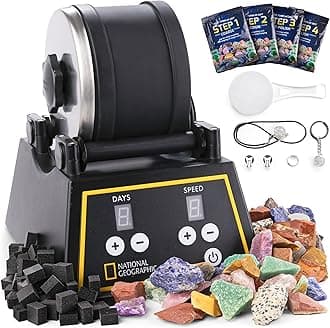 National Geographic Professional Rock Tumbler Kit- Stone Polisher for Kids and Adults, Complete Kit with Durable Tumbler, Rocks, Grit, and GemFoam Polisher, A Great STEM Hobby
