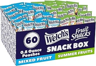 Welch's Fruit Snacks, Mixed Fruit & Summer Fruits Variety Pack, Great for School Lunches, Bulk Pack, Individual Single Serve Bags, 0.8 oz (Pack of 60)
