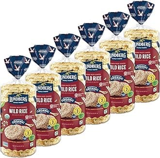 Lundberg Rice Cakes, Organic Wild Rice, Lightly Salted, 6-Pack – Regenerative Organic Certified Rice Cakes, Healthy Snacks, Gluten-Free & Vegan, 8.5 Oz Ea
