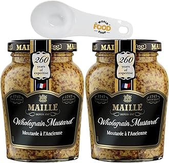 Maille Mild Wholegrain Mustard 210g Pack of 2 with World Food Shop - Gourmet French Condiment Duo, Delicate Grain Mustard, Convenient Twin Pack for Culinary Delight
