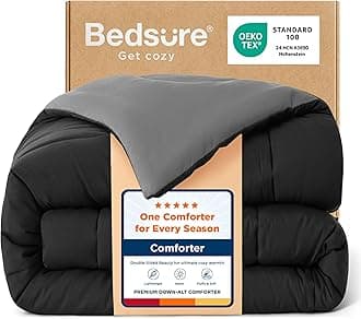 Comforters Full Size -Duvet Insert Black/Grey Down Alternative Comforter Quilted All Season Duvet with Corner Tabs - Machine Washable (Black/Grey,Full 86x82 Inches)