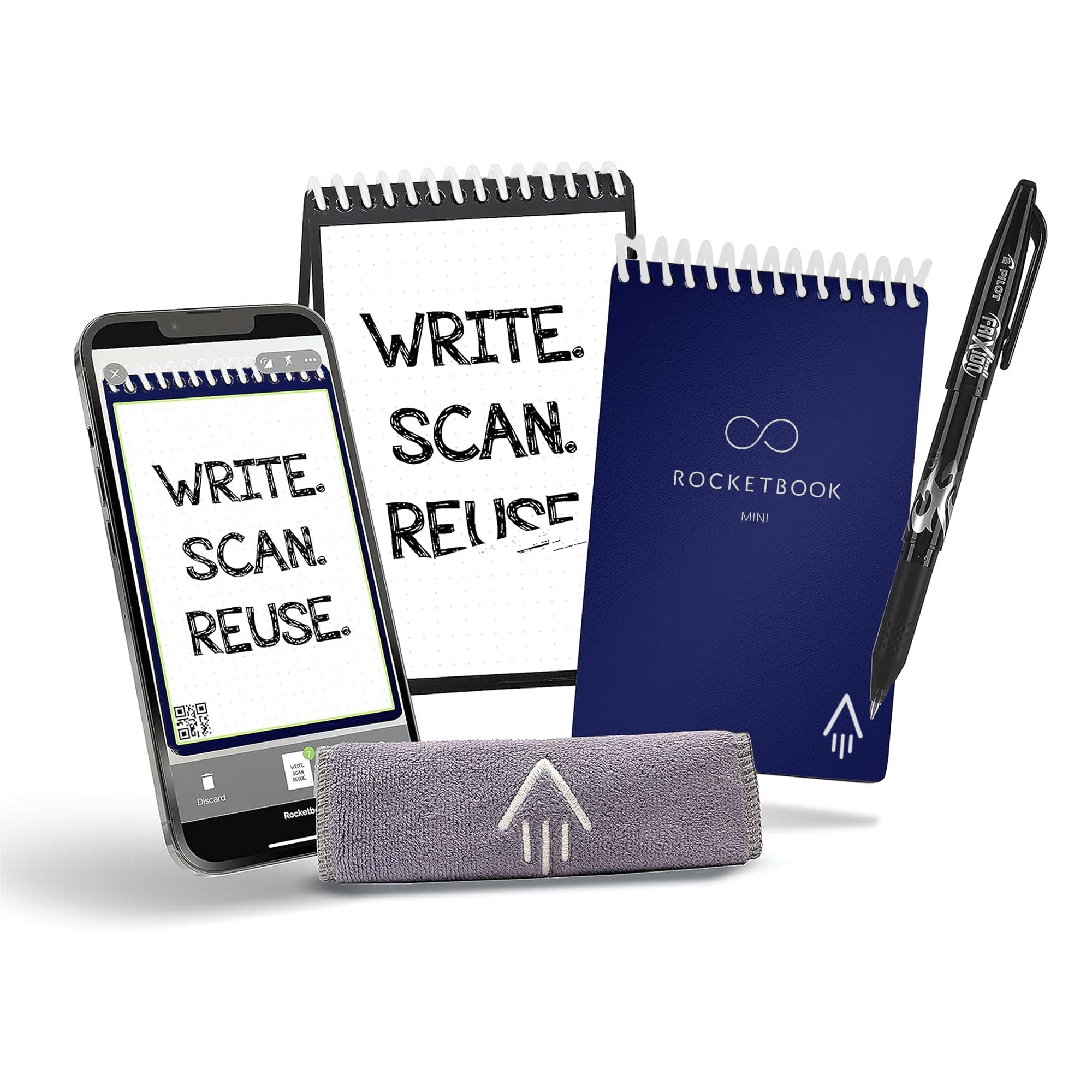 Rocketbook Smart Reusable Notebook, Mini Spiral Notebook, Midnight Blue, (3.5" x 5.5")