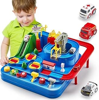 Toys for 3 Year Old Boys - Stem Kids Toys Boys 3-5, Large Race Track, 3 Year Old Boy Gift, Car Toys Rescue Playset for 4 Year Boy Birthday Gift Educational Learning Thinking Motor Skill Montessori Toy