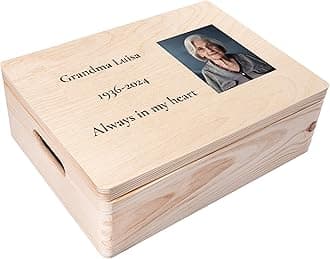 Personalized Wooden Storage Box Mourning Box | 15.8x7.87x5.51in (+-0.5) | Hinged Lid Handle Engraving | Unpainted Gift Box | Rough UNSANDED Keepsake Memory Souvenir Chest