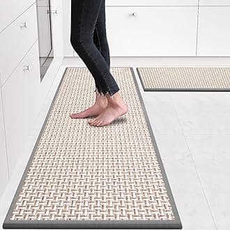 Kitchen Rugs and Mats Non Skid Washable Set of 2 PCS, Absorbent Runner Rugs for Kitchen, Front of Sink, Kitchen Mats for Floor, 17.3"x 47"+17.3"x 29" (Gray)