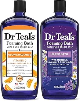 Dr Teal's Foaming Bath with Pure Epsom Salt, Vitamin C & Sleep Blend, 34 fl oz (Pack of 2)