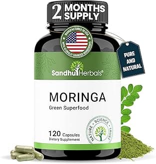 Pure Moringa Capsules for Women & Men | 120 Count Green Antioxidant Natural Superfood | Maringa Oleifera Supplement | Supports Immune, Skin & Gut Health | Made in USA