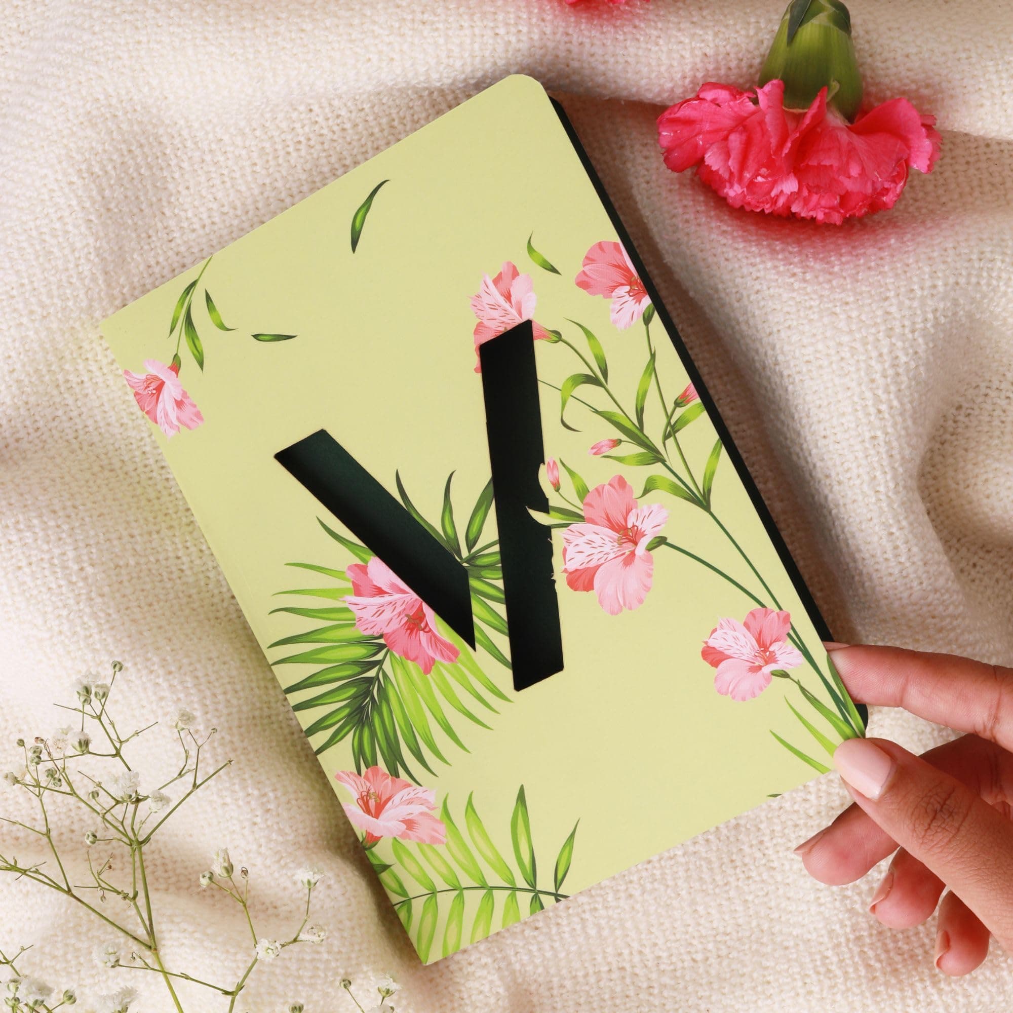Doodle Initial V Lasercut Soft Bound B6 Diary (6.69 X 4.72 Inches, 80 GSM, 192 Pages) Notebook for Girls Office Product