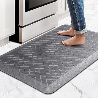 HappyTrends Kitchen Floor Mat - 4/5 Inch Thick Anti-Fatigue Kitchen Rug,Waterproof Non-Slip Kitchen Mats and Rugs Heavy Duty Ergonomic Comfort Rug for Kitchen,Office,Sink,Laundry,(22"x36", Gray)