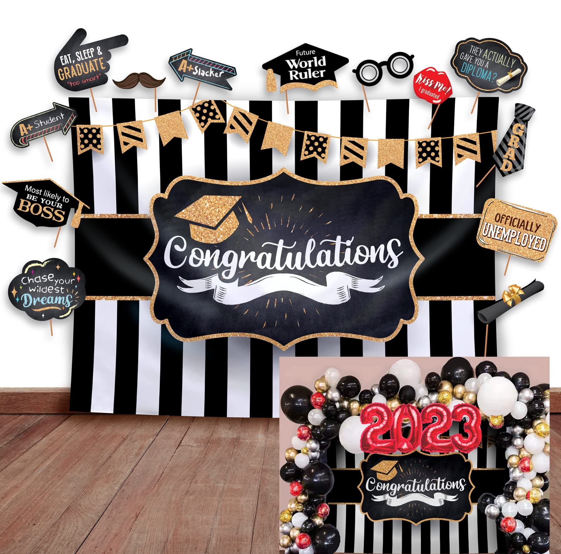 Graduation Backdrop Kit with Props