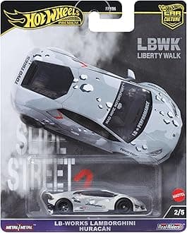 Premium Car Culture Collectible Toy Car, 1:64 Scale Die-Cast LB-Works Lamborghini Huracan Coupe, Slide Street Vehicle with Real Riders Tires