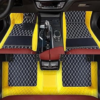 Custom car Floor mats Suitable for 99% car Truck SUV,car mats All Weather Personalized,Full Coverage Luxury Car Mats, Anti-Slip Leather Floor mats. (Yellow and Black)