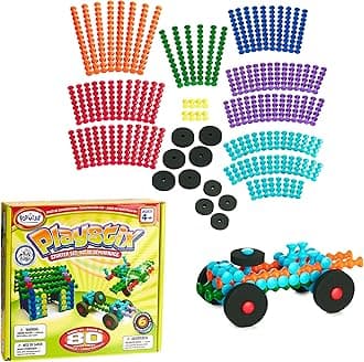 POPULAR PLAYTHINGS Playstix, Building Sticks Kit for Kids, Construction Stem Building Toy Gift for Boys & Girls - Starter Set 80 Piece