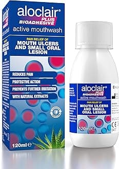 Aloclair Plus Bioadhesive Mouth Ulcer Treatment Mouthwash 120ml, Long Lasting...