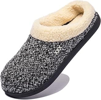 Men's Warm Memory Foam Suede Plush Fleece Lined Slip on Indoor Outdoor Clog House Slippers