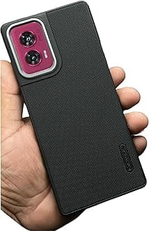 Back Cover Case for Moto Edge 50 Fusion 5G Slim & Lightweight | Ultra-Premium Dotted Design | Camera Protection Bump | Fabric Texture Back Case Cover Moto Edge 50 Fusion 5G (PC & TPU, Black)