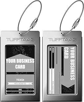 Luggage Tags Business Card Holder by TUFFTAAG - Durable Travel ID Bag Tag in Multiple Color Options, Perfect for Suitcases, Backpacks, and Carry-Ons, Easy Identification, Secure and Stylish