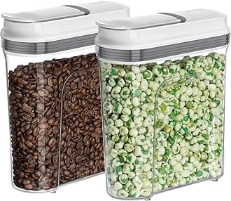 MR.SIGA 2 Pack Airtight Cereal Dispenser Set, Cereal Containers Storage Dispenser, BPA Free, 1.3 L / 44oz, Medium, White