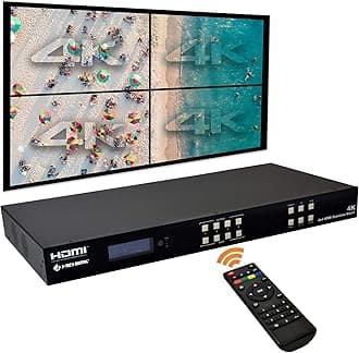- J-Tech Digital 4k 2X2 Video Wall Controller Multiviewer Seamless Matrix 4K@60Hz Input 4K30Hz Output HDCP 2.2 [JTECH-VWM04]