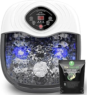 closewave Ozone&UV Foot Spa Bath Massager with HeatBubbles Shiatsu Rollers Epsom Salt Temperature Control, Relieves Stress and Feet Pain - Home Pedicure Soaking Tub Gift for Women/Men, Mom/Dad