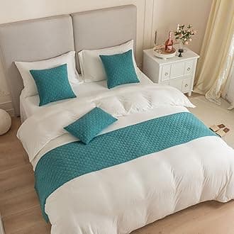 Bed Runner King Size,Lake blue Bed Runner For of Luxury Hotel Grade 2 Pillowcases(45X45cm)